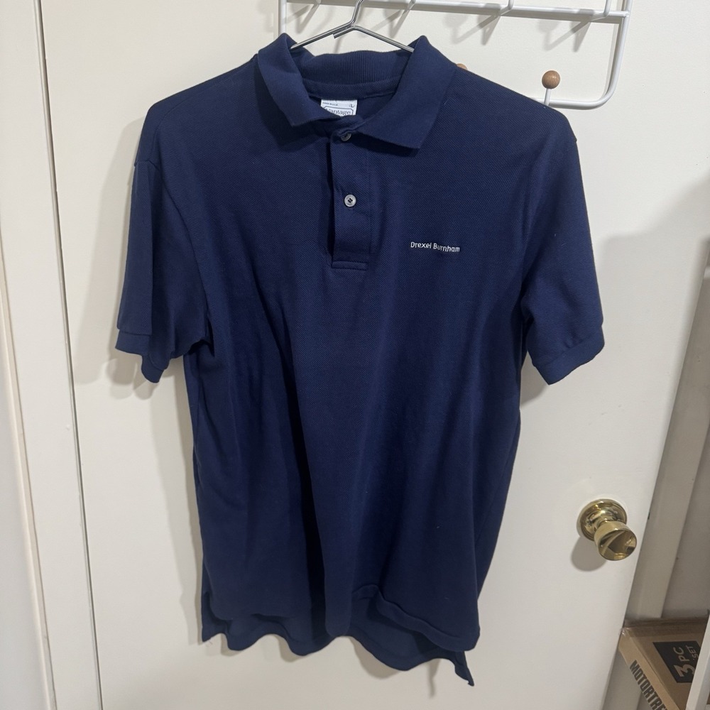 Vintage 80s Drexel Burnham Polo Shirt Finance Men's Size Large Investment Bank